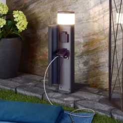 LED contactdooszuil met twee stopcontacten, IP44