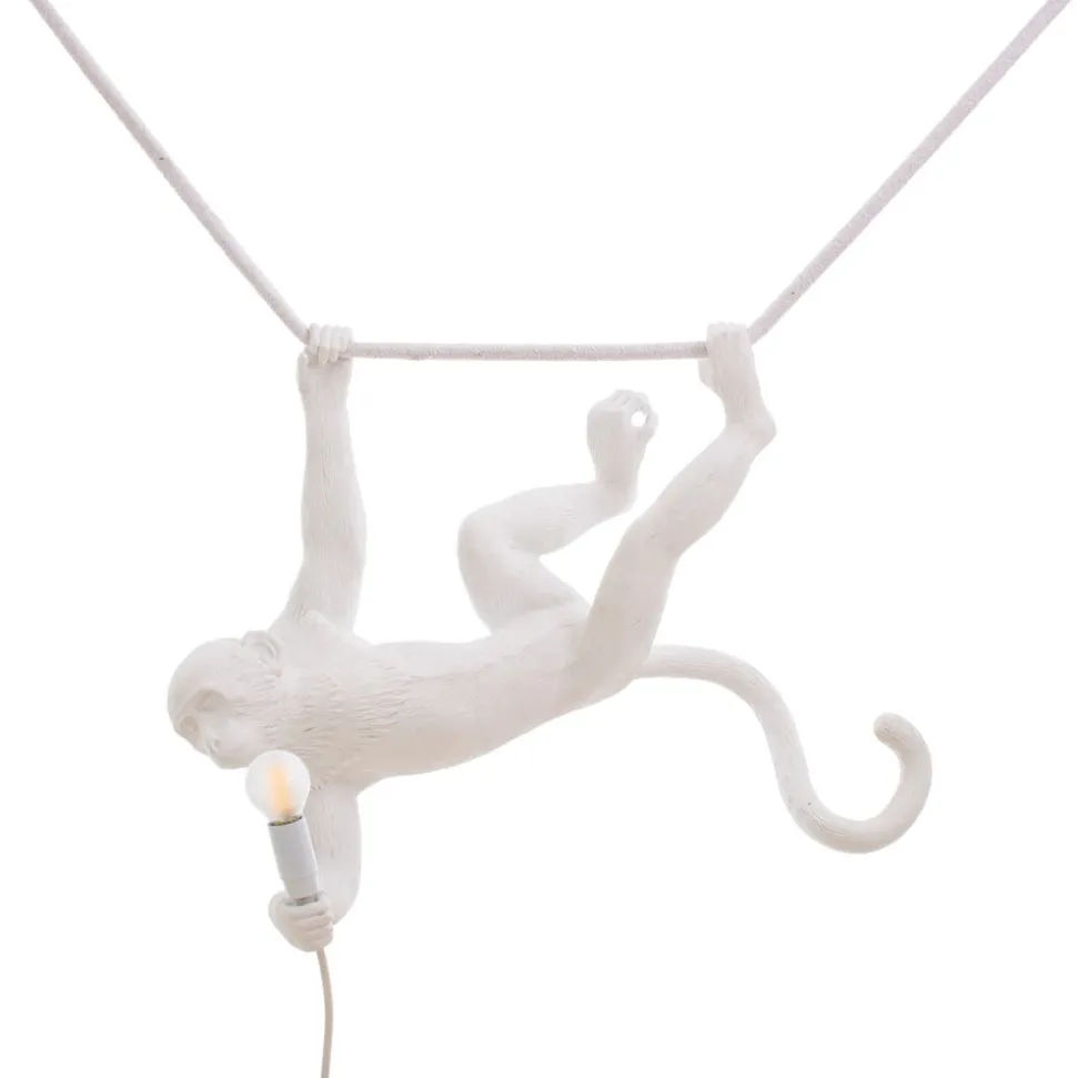 LED decoratie-hanglamp Monkey Lamp wit slingerend