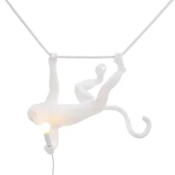 LED decoratie-hanglamp Monkey Lamp wit slingerend