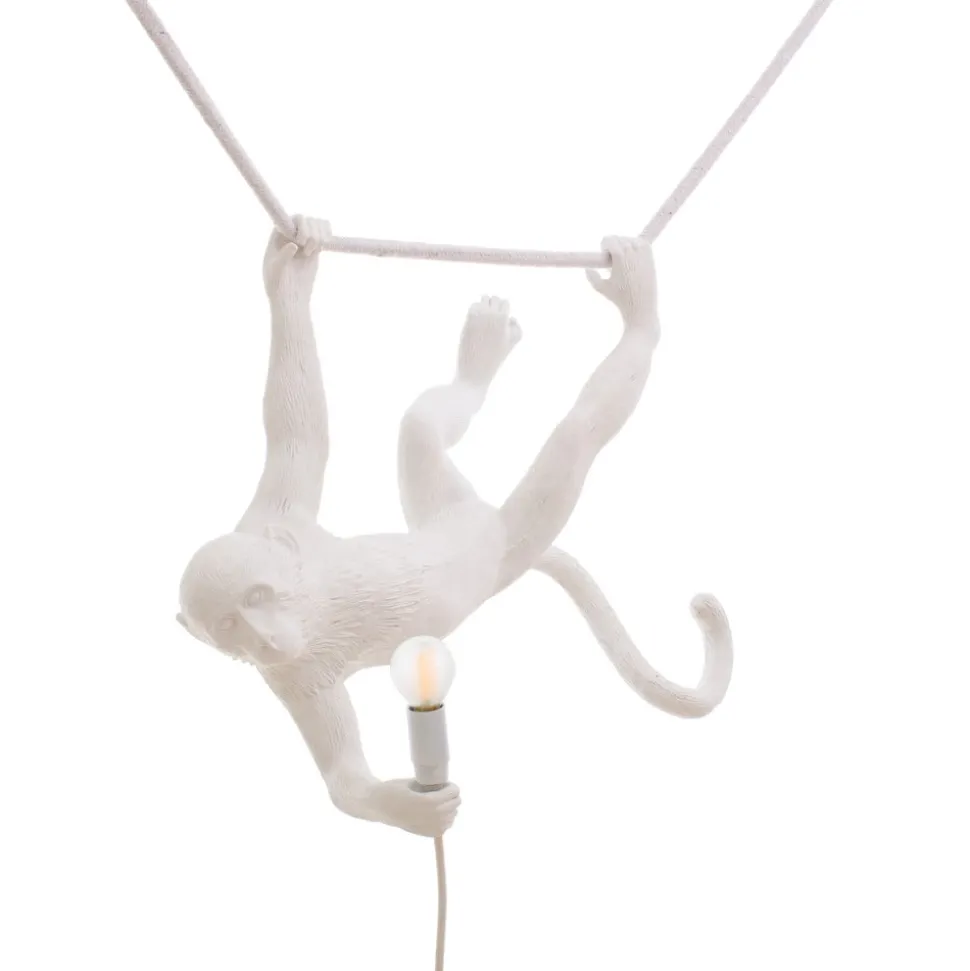 LED decoratie-hanglamp Monkey Lamp wit slingerend