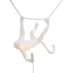 LED decoratie-hanglamp Monkey Lamp wit slingerend