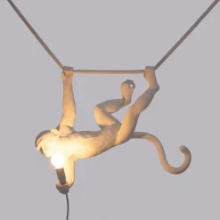 LED decoratie-hanglamp Monkey Lamp wit slingerend