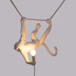 LED decoratie-hanglamp Monkey Lamp wit slingerend