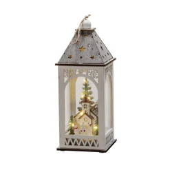 LED decoratie-lantaarn met kerk in winter