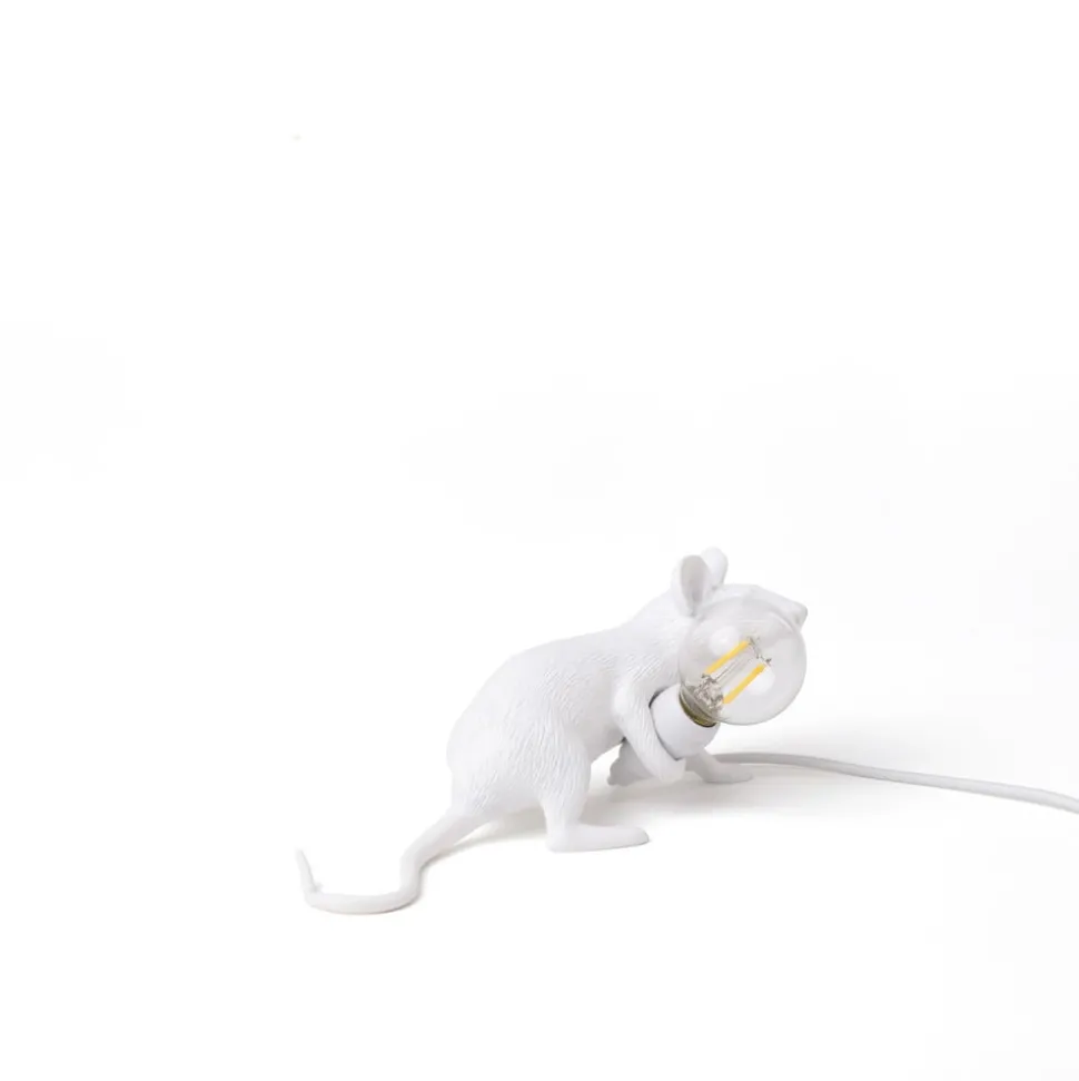 LED decoratie-tafellamp Mouse Lamp USB liggend wit