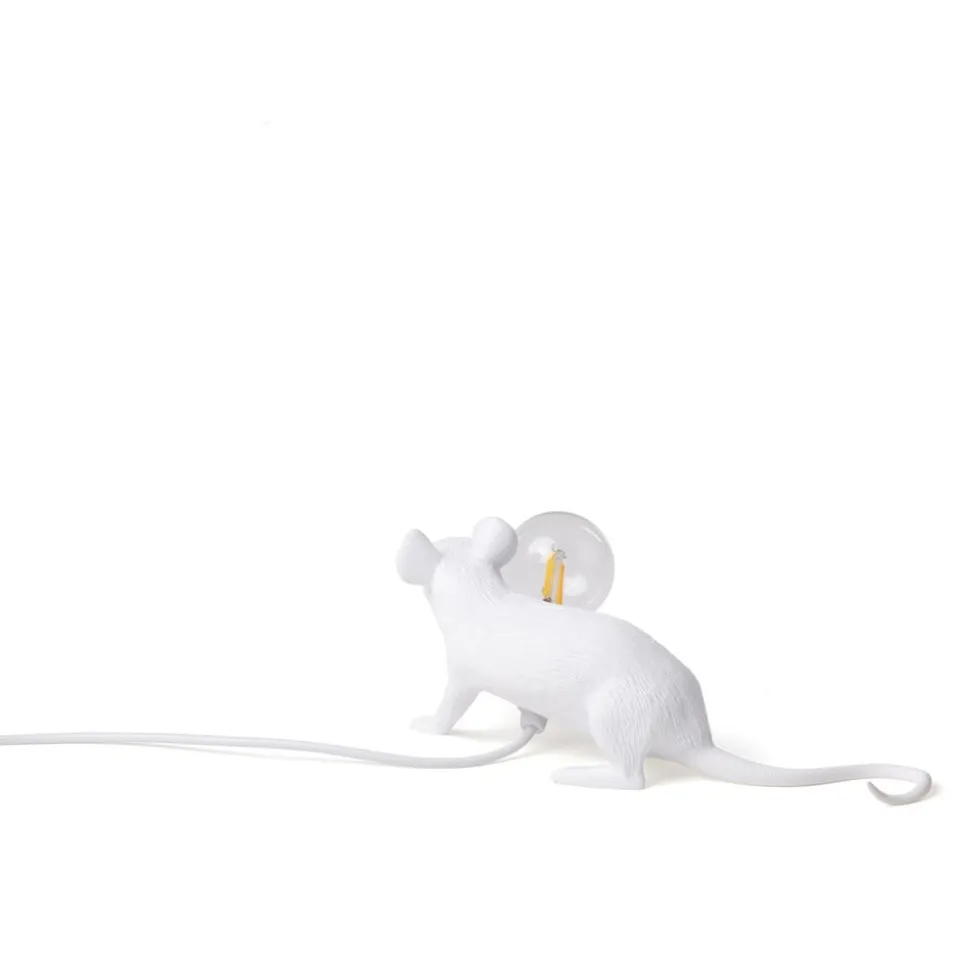 LED decoratie-tafellamp Mouse Lamp USB liggend wit