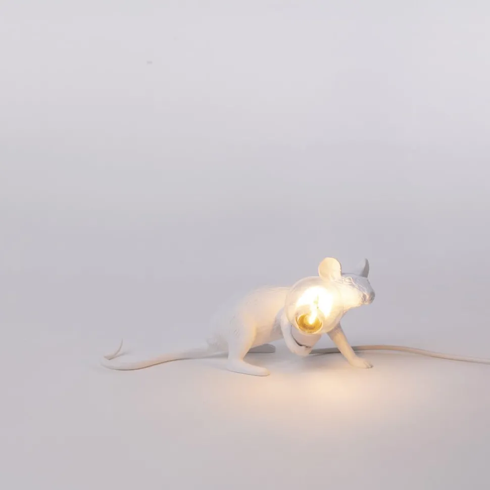 LED decoratie-tafellamp Mouse Lamp USB liggend wit