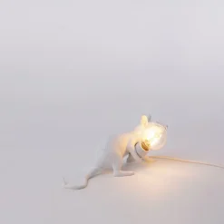 LED decoratie-tafellamp Mouse Lamp USB liggend wit