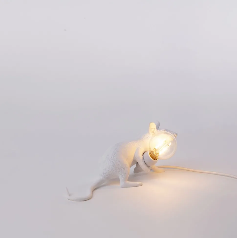 LED decoratie-tafellamp Mouse Lamp USB liggend wit