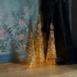 LED decoratieve boom Kirstine, goud, hoogte 43 cm