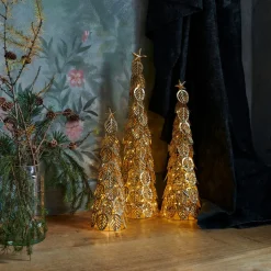 LED decoratieve boom Kirstine, goud, hoogte 43 cm