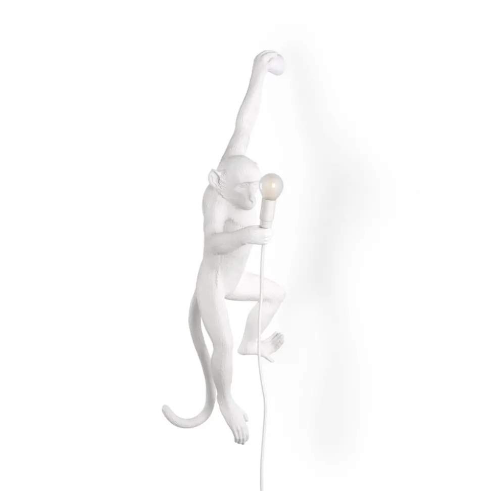LED decoratie-wandlamp Monkey Lamp, wit, links