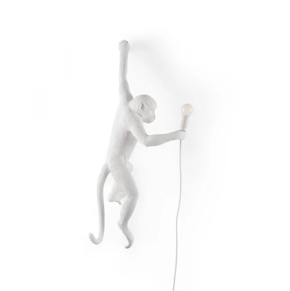 LED decoratie-wandlamp Monkey Lamp, wit, links