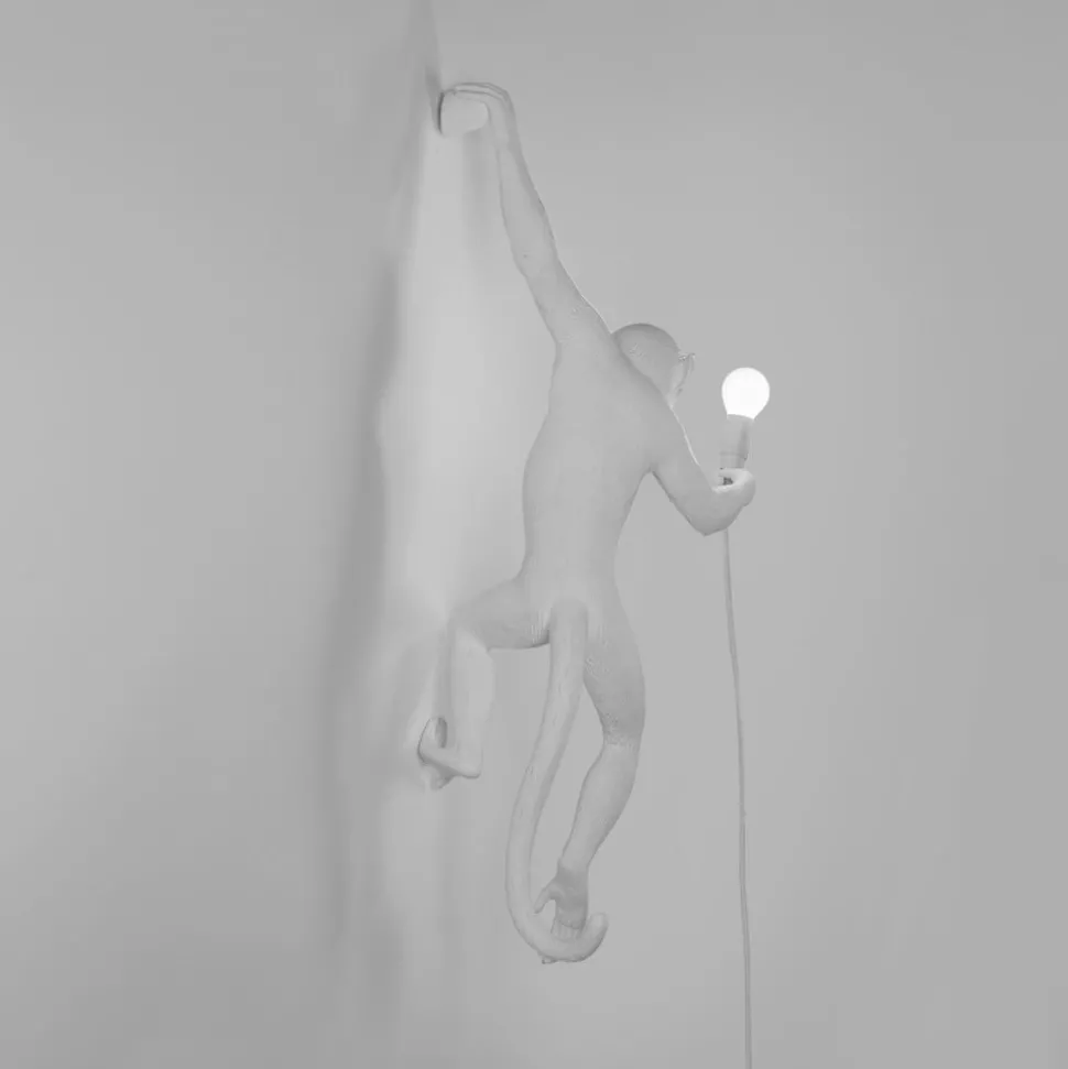 LED decoratie-wandlamp Monkey Lamp, wit, links