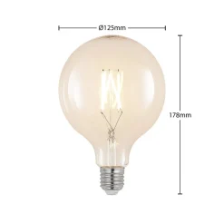 LED filament E27 8W 2.700K G125 bol helder per 3