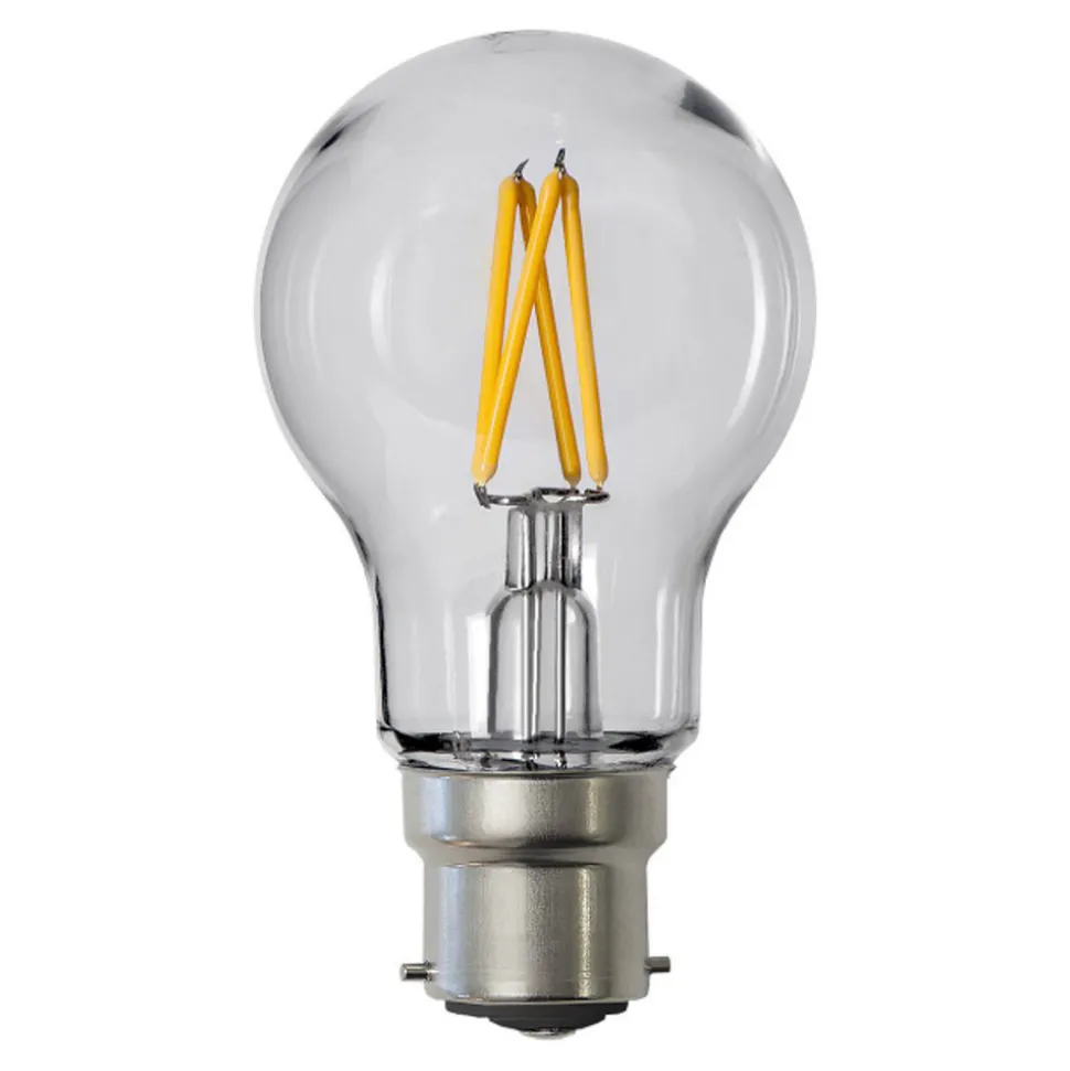 LED filament lamp, A55, B22, 2,4 W, helder, 2.700 K