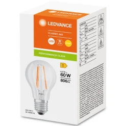LED filament lamp E27 6,5W 827, transparant