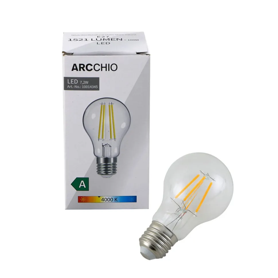LED filament lamp, helder, E27, 7,2 W, 4000K, 1521 lm