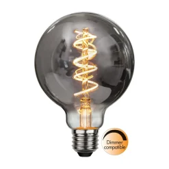 LED filament lamp Spiraal, G95, E27, 2 W grijs dimbaar