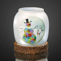 LED glasvaas sneeuwpop, op batterijen