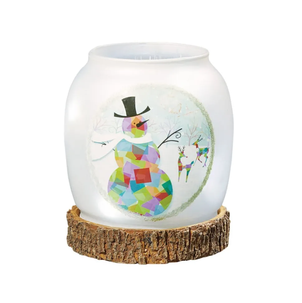 LED glasvaas sneeuwpop, op batterijen