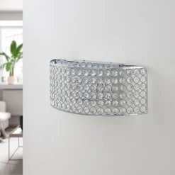LED glazen kristalwandlamp Alizee in chroom