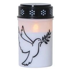 LED graflicht Duif, wit/zwart kunststof 12,5 cm batterij