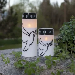 LED graflicht Duif, wit/zwart kunststof 12,5 cm batterij