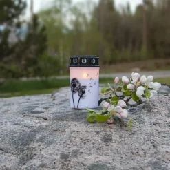 LED graflicht Paardenbloem, 12 cm wit/zwart kunststof batterij