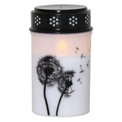 LED graflicht Paardenbloem, 12 cm wit/zwart kunststof batterij