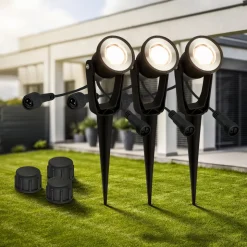 LED grondspies 3919035 12V 3-spots verlenging, zwart Ø 5 cm