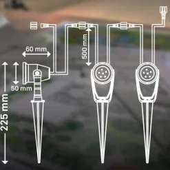 LED grondspies 3919035 12V 3-spots verlenging, zwart Ø 5 cm