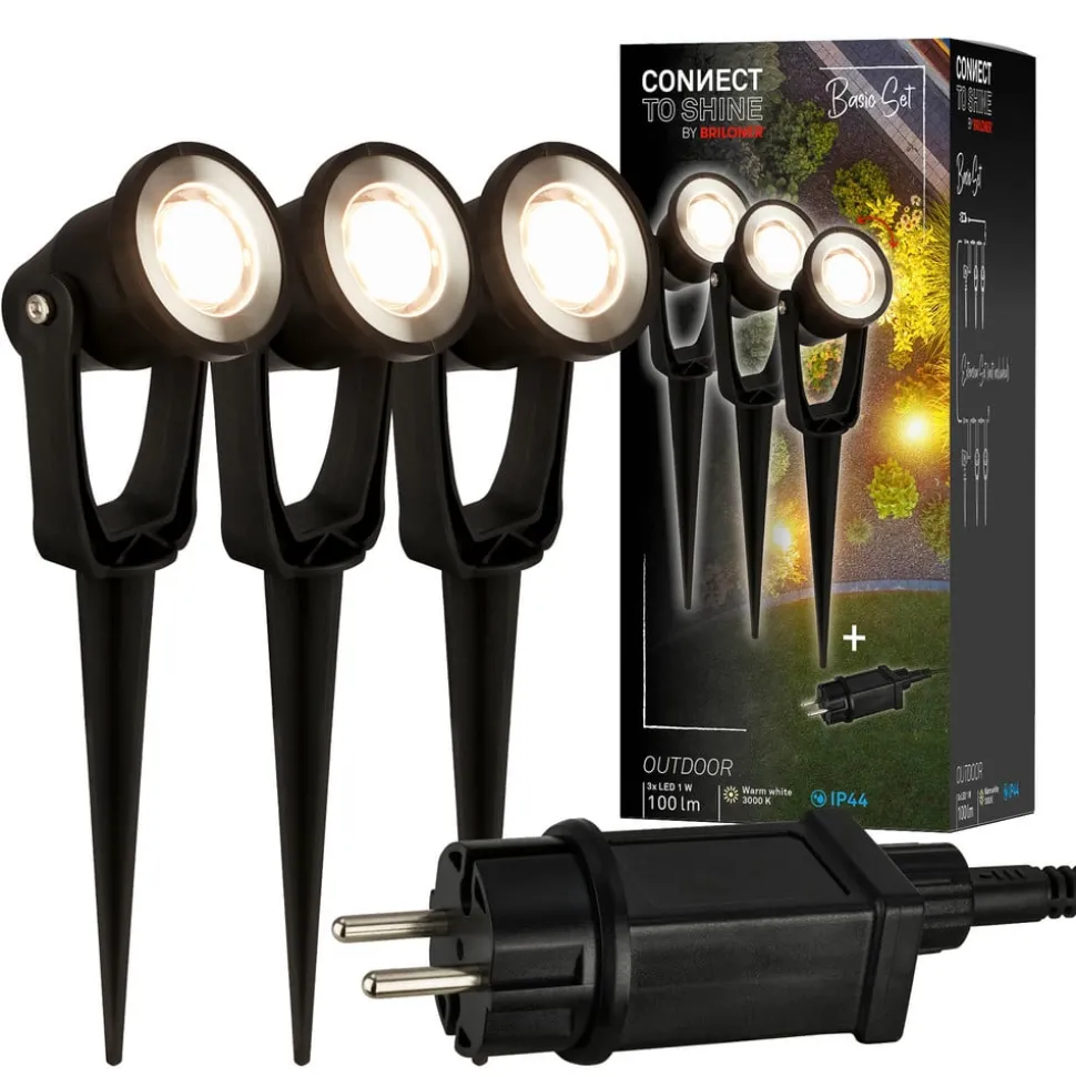 LED grondspies 3918035 12V starterset van 3, zwart, Ø 5 cm
