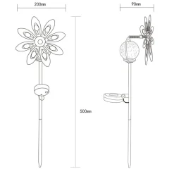 LED grondspies lamp 36576, roestbruin, metaal, glas