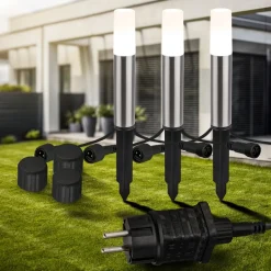 LED grondspies lamp 3925032 12V 3x starterset roestvrij staal Ø 4 cm