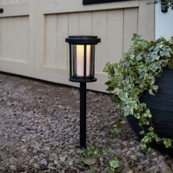 LED grondspies lamp Alippa, zwart, hoogte 44 cm metaal