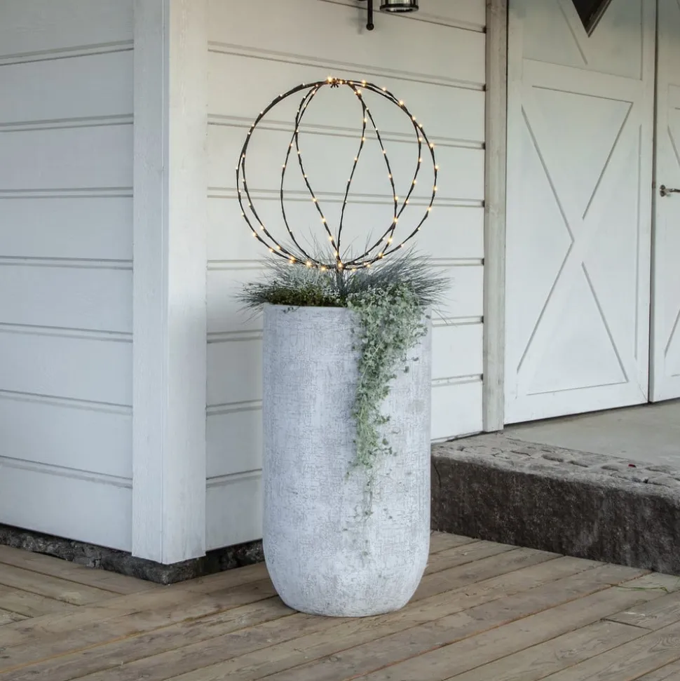 LED grondspies lamp Bol, Ø 50 cm, zwart metalen batterij