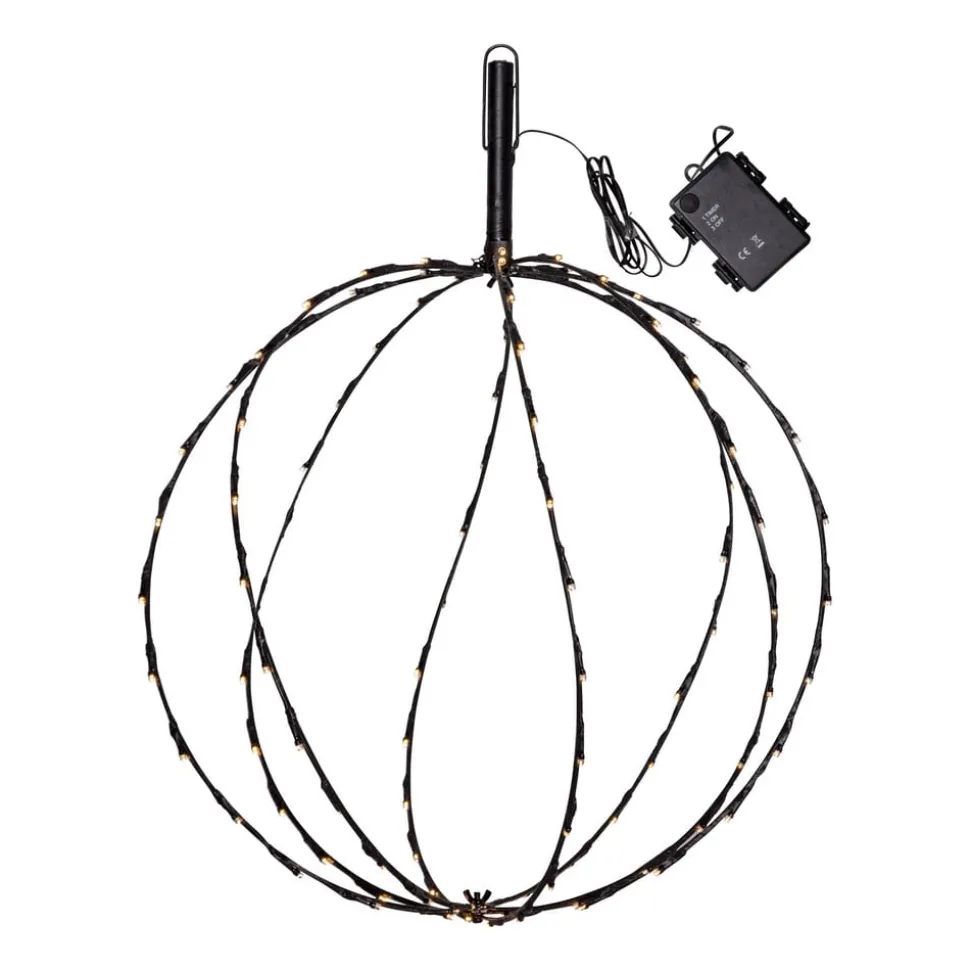 LED grondspies lamp Bol, Ø 50 cm, zwart metalen batterij