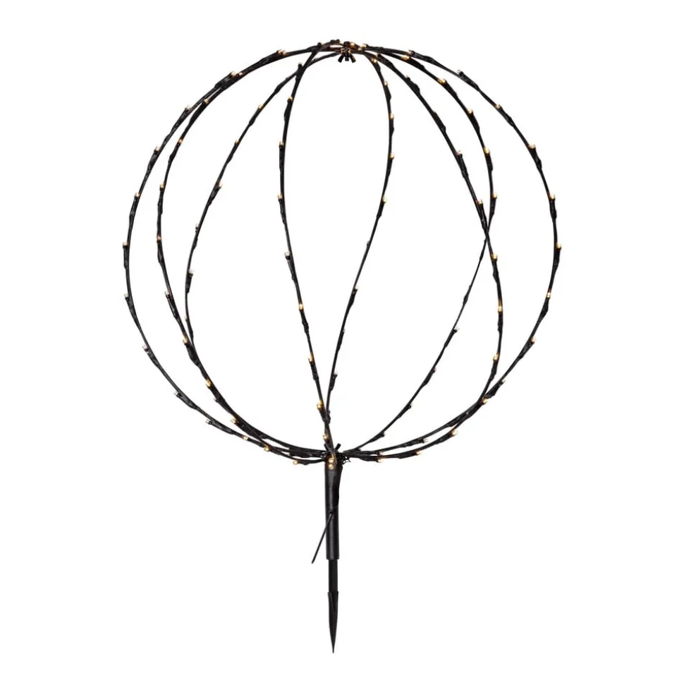LED grondspies lamp Bol, Ø 50 cm, zwart metalen batterij