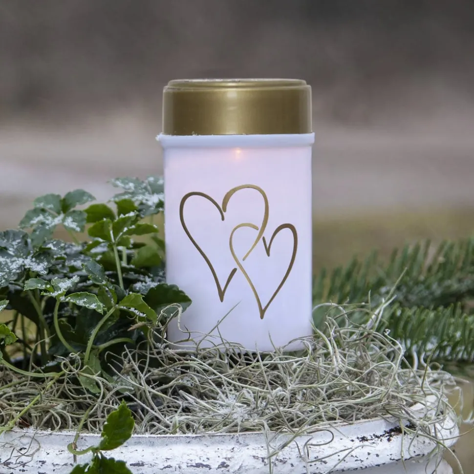 LED grondspies lamp Hartig, wit/goud 12 cm kunststof