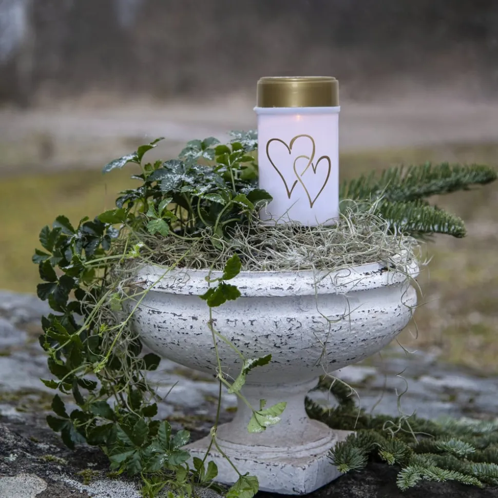 LED grondspies lamp Hartig, wit/goud 12 cm kunststof