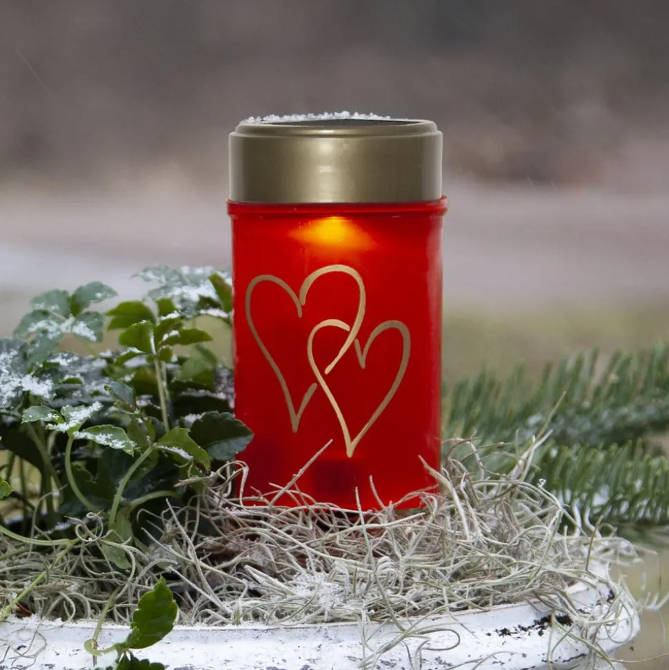 LED grondspies lamp Hartig, rood/goud, 12 cm kunststof