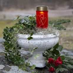 LED grondspies lamp Hartig, rood/goud, 12 cm kunststof