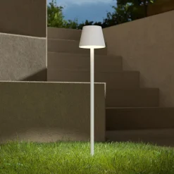 LED grondspies lamp Poldina met accu, wit