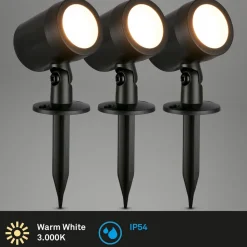 LED grondspies spot 3799035, zwart, kunststof set van 3 Ø 5 cm