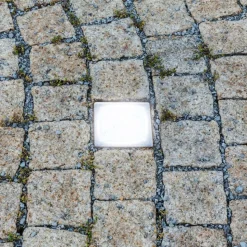 LED grondspot inbouwlamp straatsteen Akiaki, 10 cm, beloopbaar