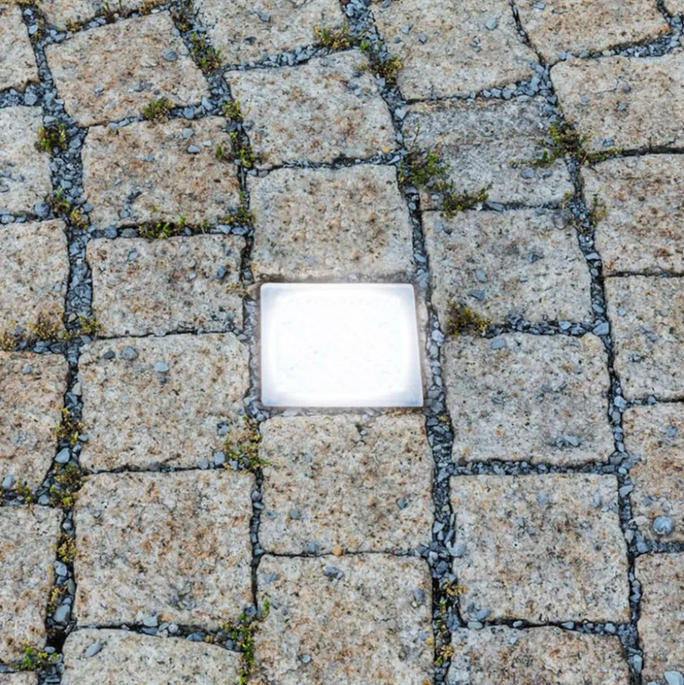 LED grondspot inbouwlamp straatsteen Akiaki, 10 cm, beloopbaar