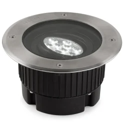 LED grondspot inbouwlamp Gea, Ø 18 cm, 3000K, roestvrij staal