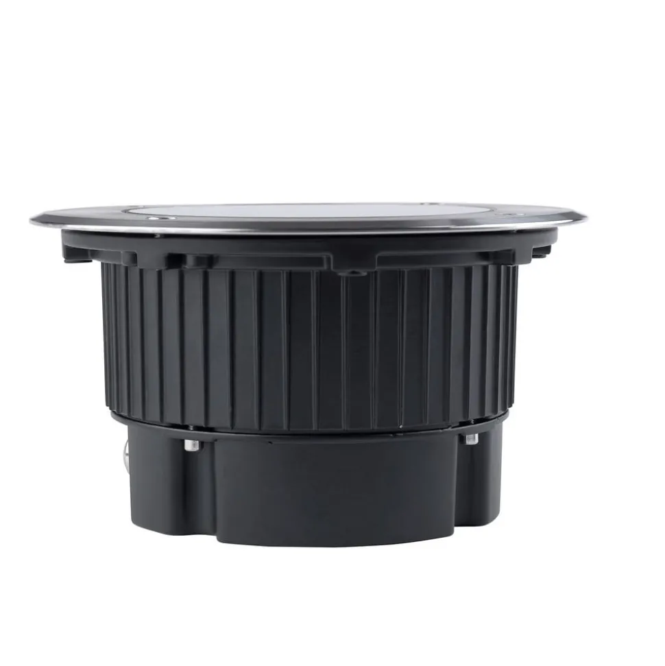 LED grondspot inbouwlamp Gea, Ø 18 cm, 3000K, roestvrij staal