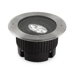 LED grondspot inbouwlamp Gea, Ø 18 cm, 3000K, roestvrij staal